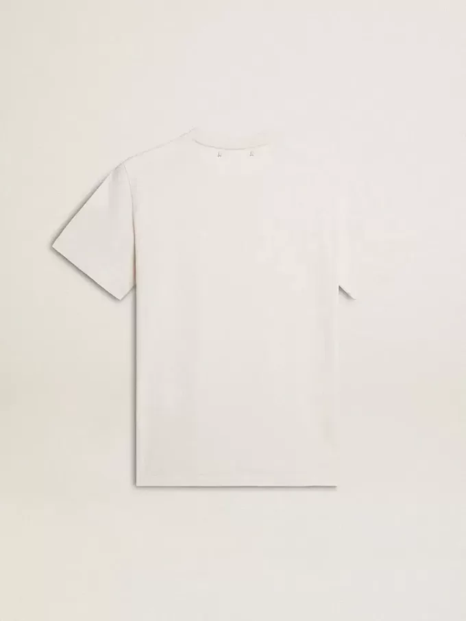 Wit katoenen T-shirt voor heren met zwarte letters