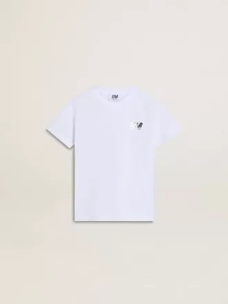 Wit katoenen T-shirt voor kinderen met zilveren print