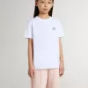 Wit katoenen T-shirt voor kinderen met zilveren print