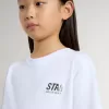 Wit katoenen T-shirt voor kinderen met zilveren print