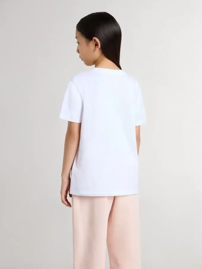 Wit katoenen T-shirt voor kinderen met zilveren print