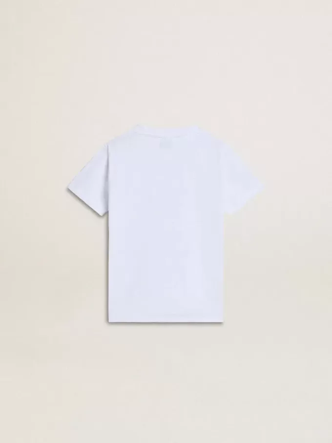 Wit katoenen T-shirt voor kinderen met zilveren print