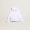 Wit sweatshirt met ritssluiting voor meisjes, met glittersterren op de mouwen.