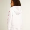 Wit sweatshirt met ritssluiting voor meisjes, met glittersterren op de mouwen.