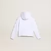 Wit sweatshirt met ritssluiting voor meisjes, met glittersterren op de mouwen.