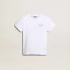 Wit T-shirt met contrasterend zilveren logo op de voorkant