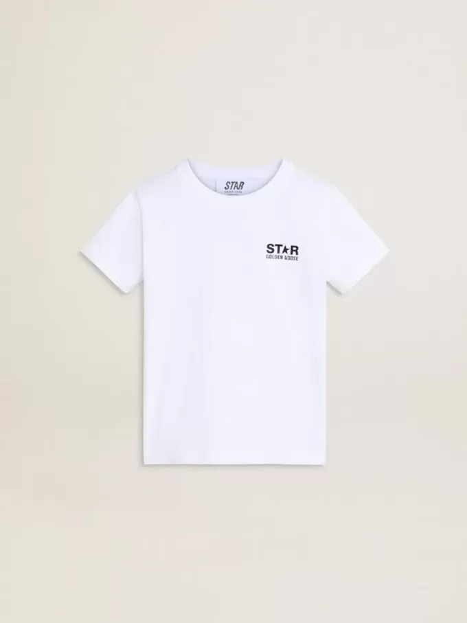 Wit T-shirt met contrasterend zwart logo en ster