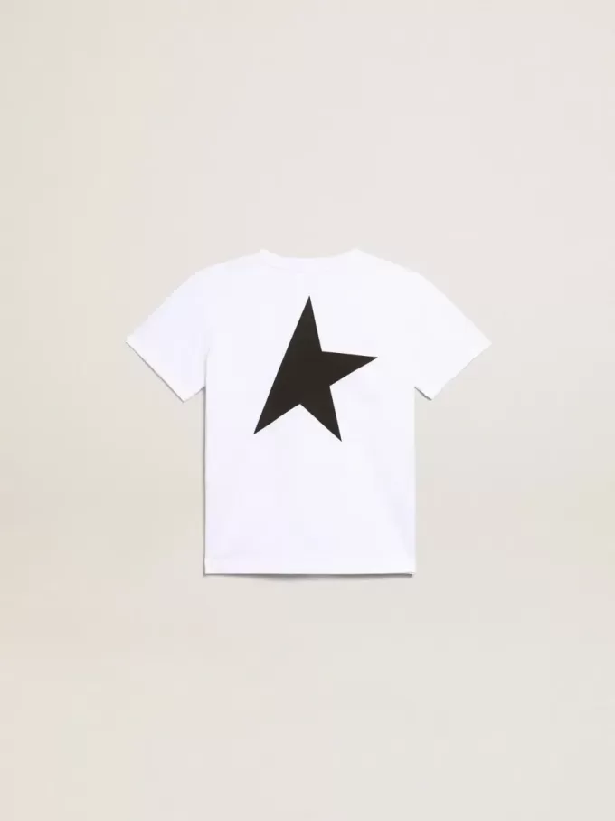 Wit T-shirt met contrasterend zwart logo en ster
