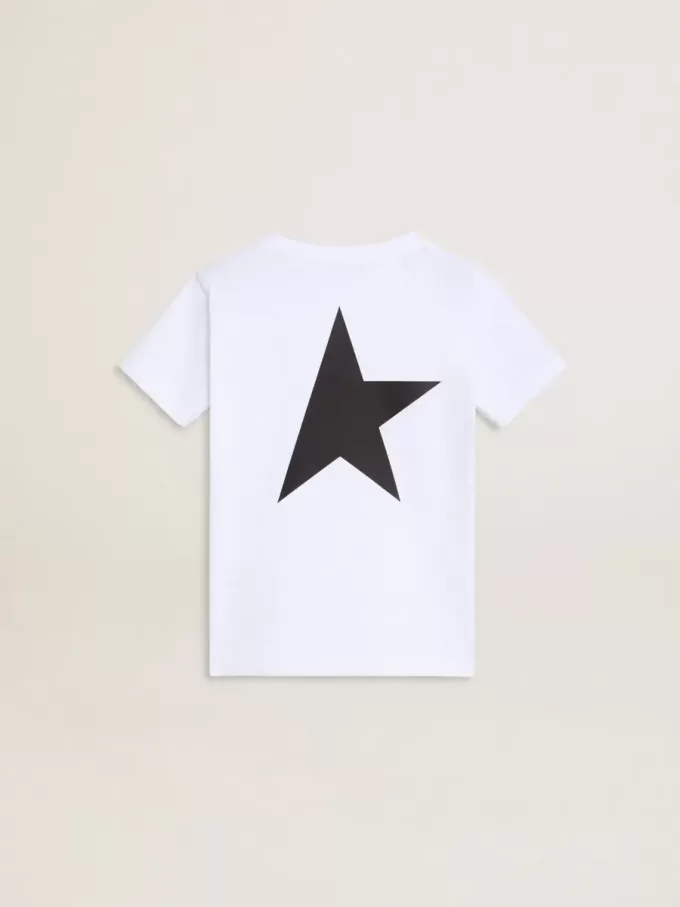 Wit T-shirt met contrasterend zwart logo en ster