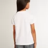 Wit T-shirt met gouden letters in kristallen in het midden