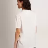 Wit T-shirt voor dames met cabochonkristallen