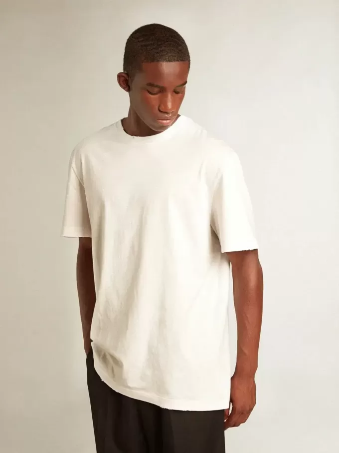 Wit T-shirt voor heren met distressed-afwerking