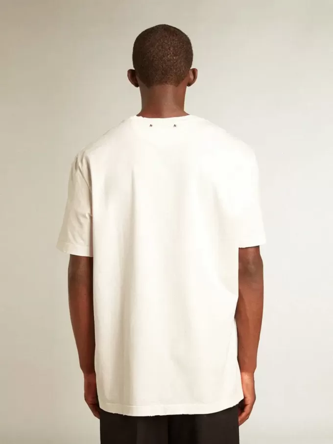 Wit T-shirt voor heren met distressed-afwerking