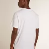 Wit T-shirt voor heren met donkerblauwe ster op de voorkant