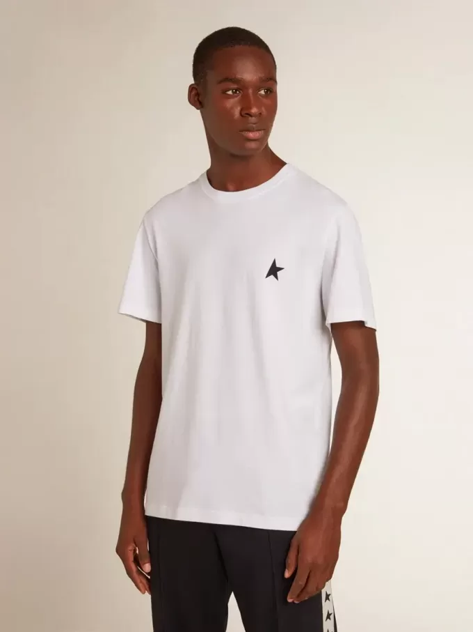 Wit T-shirt voor heren met donkerblauwe ster op de voorkant