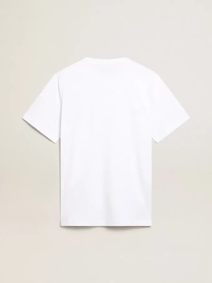 Wit T-shirt voor heren met donkerblauwe ster op de voorkant