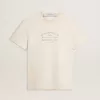 Wit T-shirt voor heren met vintage-look en print op de voorkant