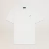 Wit T-shirt voor heren met zilveren glitterster op de voorkant