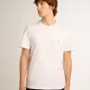Wit T-shirt voor heren met zilveren glitterster op de voorkant