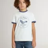 Wit T-shirt voor jongens met blauwe print