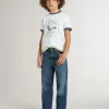 Wit T-shirt voor jongens met blauwe print