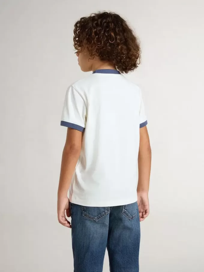 Wit T-shirt voor jongens met blauwe print
