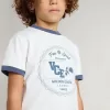 Wit T-shirt voor jongens met blauwe print