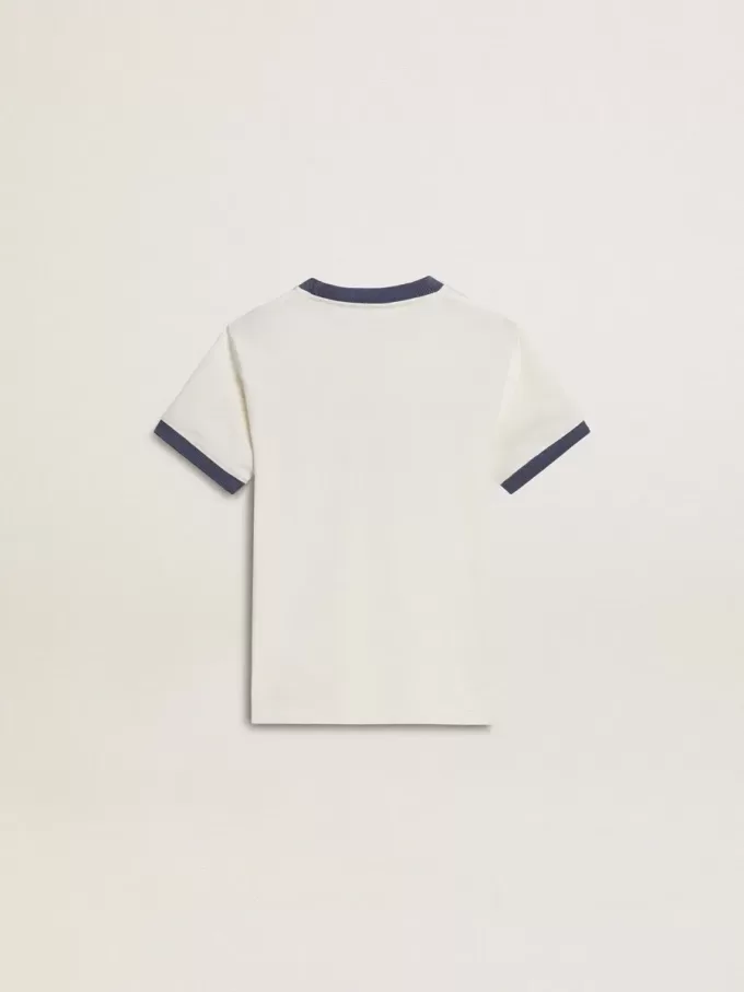 Wit T-shirt voor jongens met blauwe print