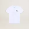 Wit T-shirt voor jongens met contrasterend donkergroen logo en ster