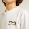 Wit T-shirt voor jongens met contrasterend donkergroen logo en ster