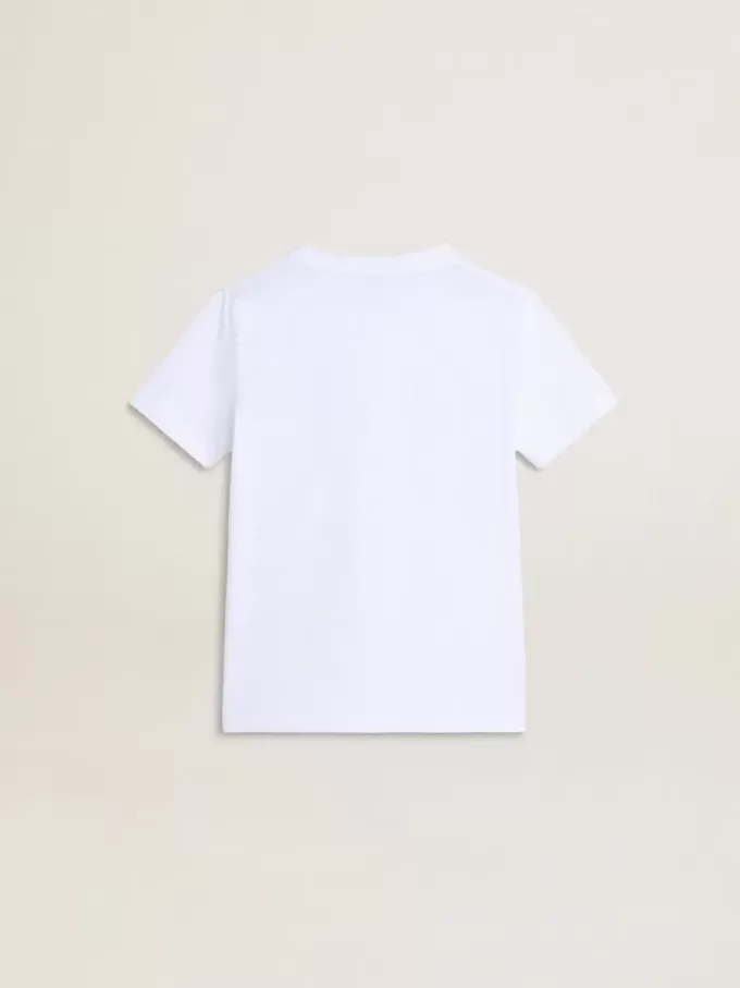 Wit T-shirt voor jongens met veelkleurige gouden print