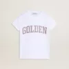 Wit T-shirt voor meisjes met roze glitter en gouden letters
