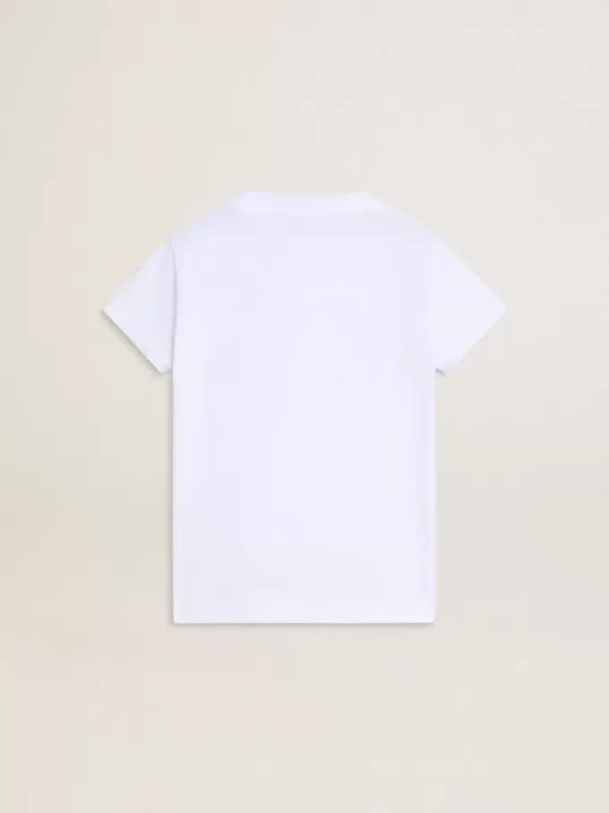 Wit T-shirt voor meisjes met roze glitter en gouden letters
