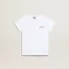 Wit T-shirt voor meisjes met roze glitterlogo en grote ster
