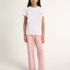 Wit T-shirt voor meisjes met roze glitterlogo en grote ster