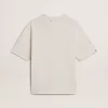 Wit unisex T-shirt met mediterrane print en Pescheria Golden-patch op de mouw