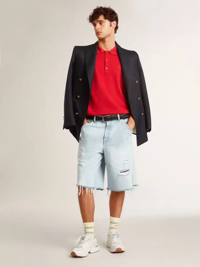 Witgekleurde sokken met distressed details en saliegroene strepen