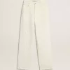 Witte denim broek voor dames met kralen en kristallen