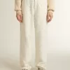 Witte denim broek voor dames met kralen en kristallen