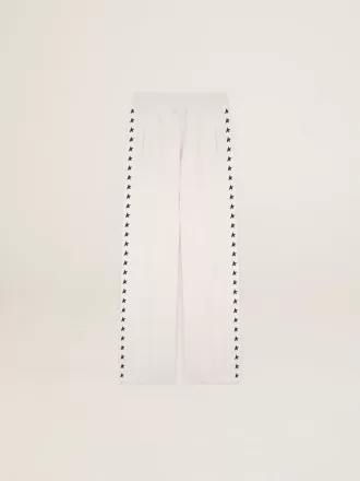 Witte joggingbroek voor dames met sterren aan de zijkanten