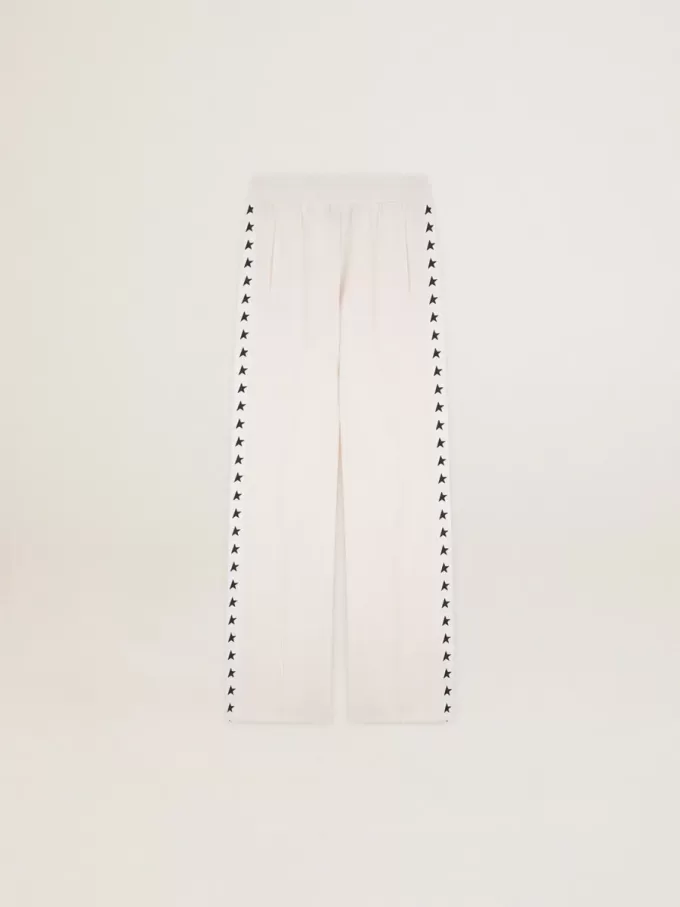 Witte joggingbroek voor dames met sterren aan de zijkanten