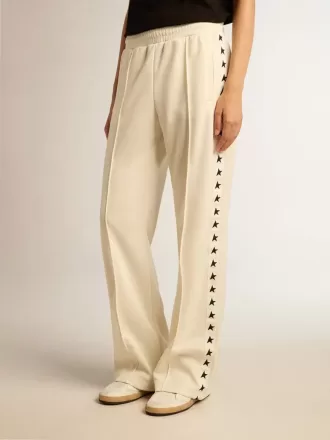 Witte joggingbroek voor dames met sterren aan de zijkanten