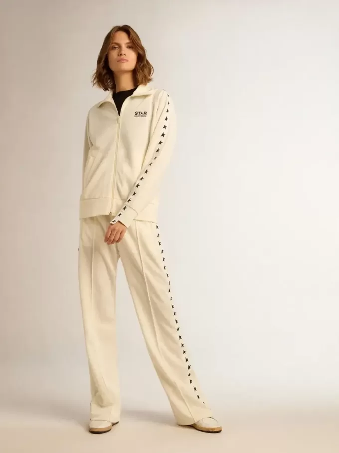 Witte joggingbroek voor dames met sterren aan de zijkanten