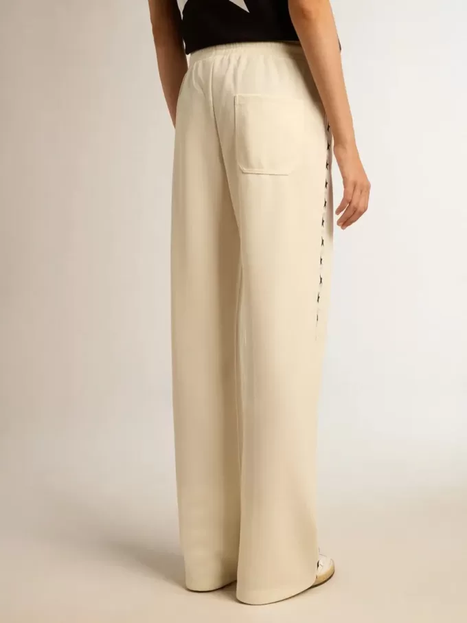 Witte joggingbroek voor dames met sterren aan de zijkanten