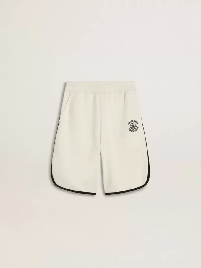 Witte korte broek voor jongens met geborduurd logo