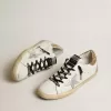 Witte leren Super-Star voor dames met glitterende hielband