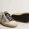 Witte leren Super-Star voor dames met glitterende hielband