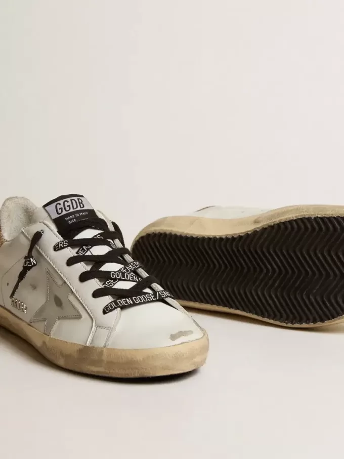 Witte leren Super-Star voor dames met glitterende hielband