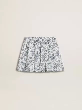 Witte meisjesrok met blauwe print