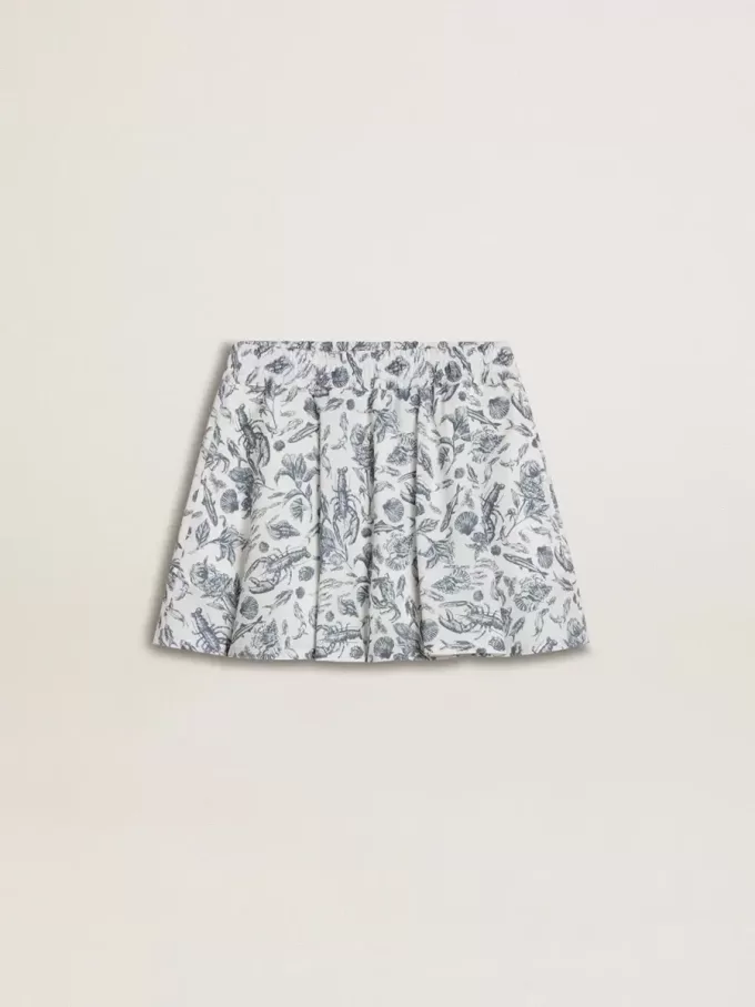 Witte meisjesrok met blauwe print